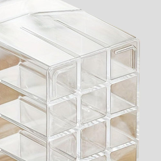 Acrylic Makeup Brush Holder, Clear Cosmetic Brush Storage Box, Makeup Brush Case with Dust Cover, Visible Clear Lip Gloss Container, Cosmetic Storage Drawers Box For Women