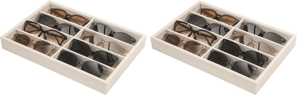 Coward 2PC Stackable Earring Tray Drawer Jewelry Holder Organizer Box Storage Earring Display Stand for Selling (beige(earring+earring))