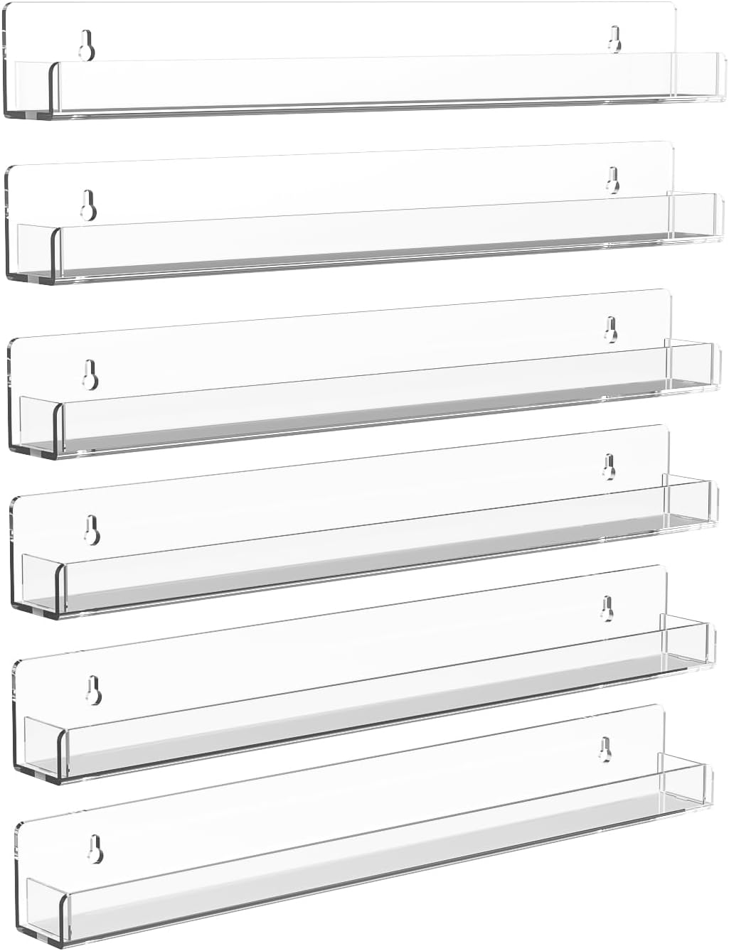 6 Pack Clear Acrylic Nail Polish Rack 15" L x 1.6" W x 2" H