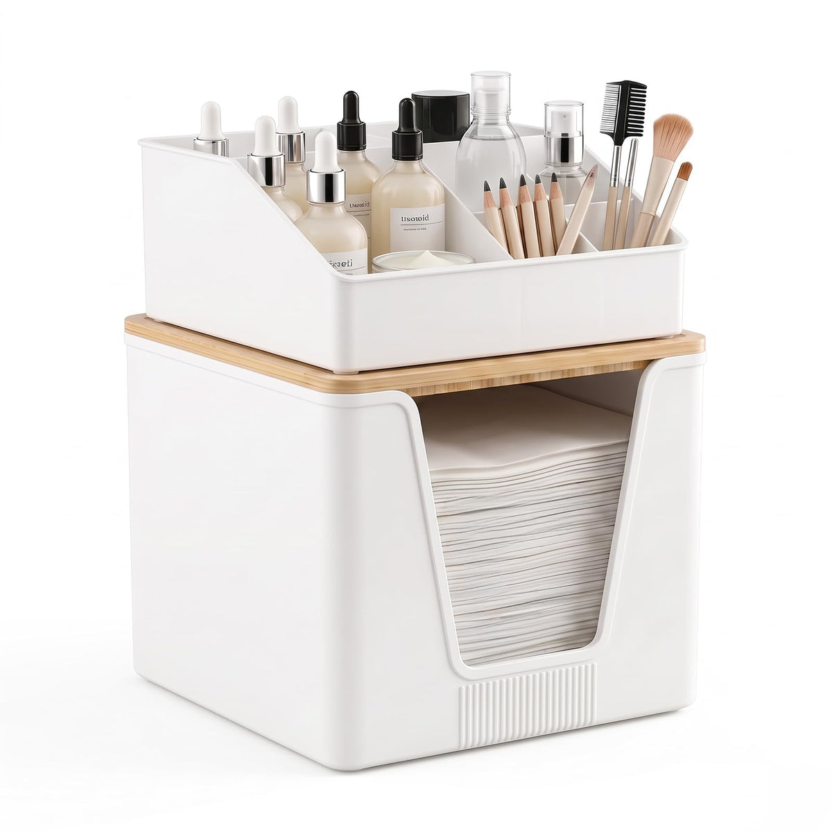 SPOSPO 2 in 1 Disposable Facial Towel Holder and Cosmetic Organizer