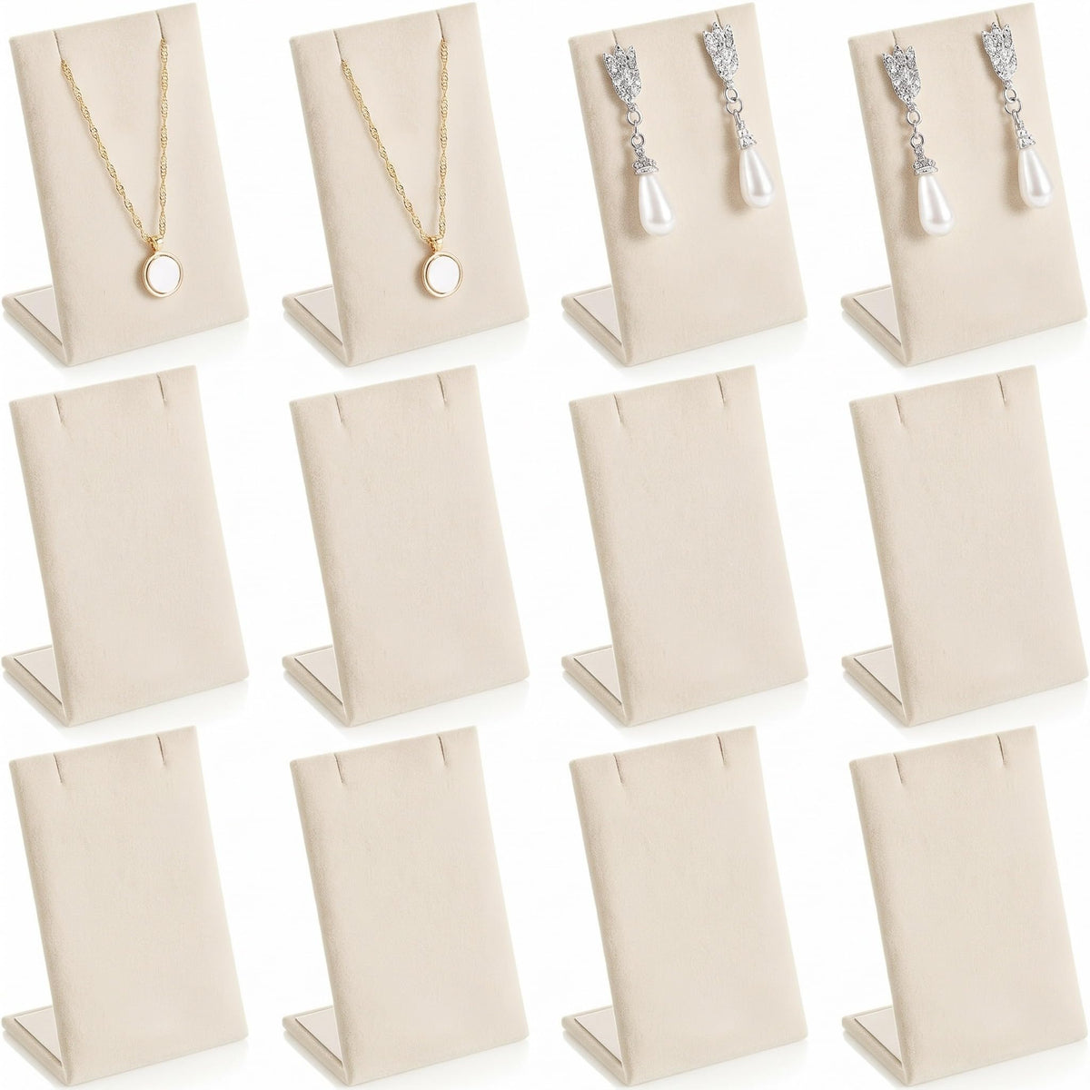 RattanView 12 Pcs Velvet Earring Display Stand Necklace Holder Black Velvet