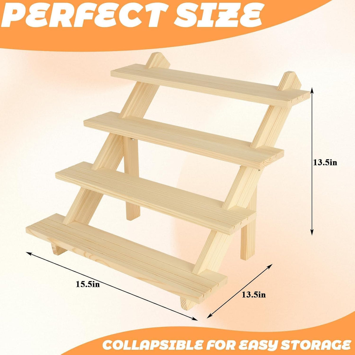 2 Pack 4 Tier Wooden Earring Display for Vendors Stand Riser Detachable