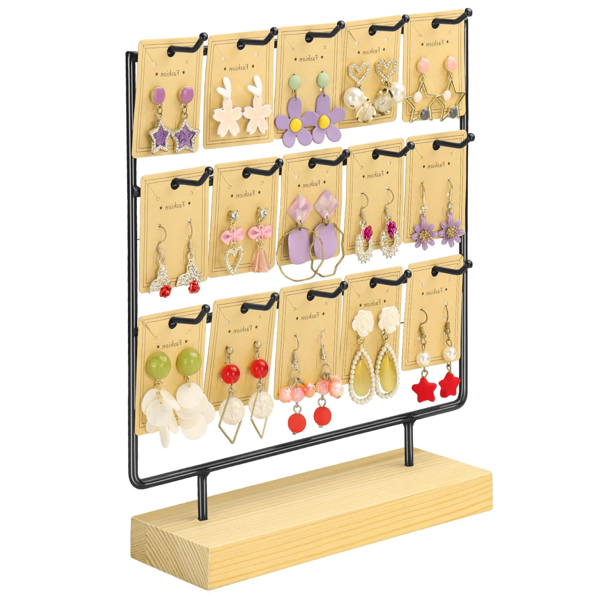 Jewelry Display for Vendor,3 Tier 15 Hook Earring Rack Display Holder Stand