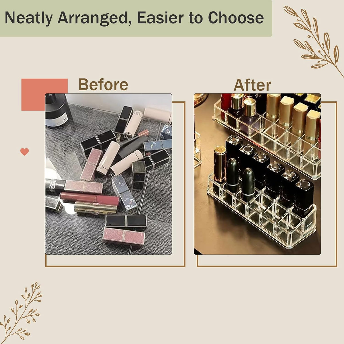 4 Pack Lipstick Organizer, 12 Slot Clear Acrylic Lipstick Holder