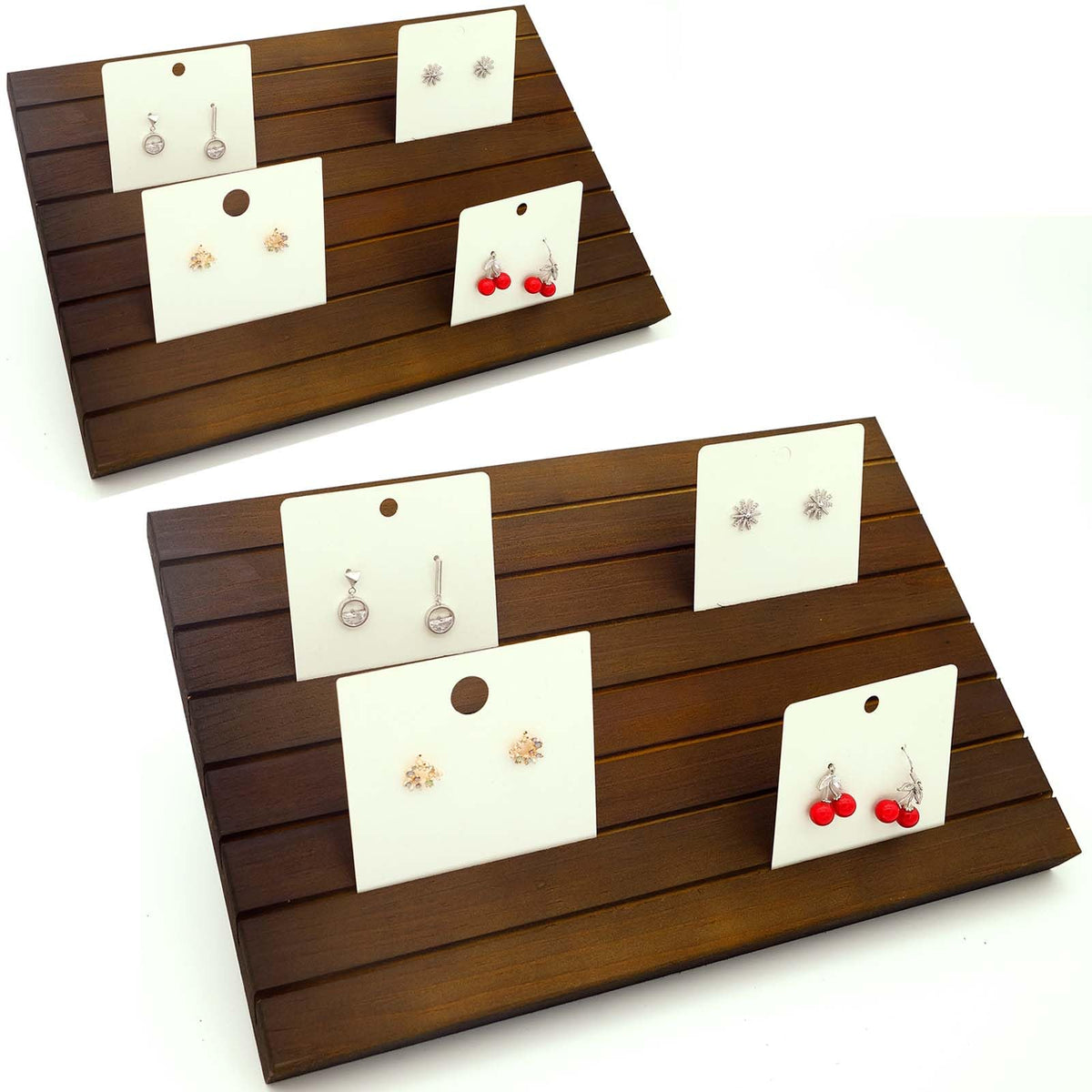 2pcs Wooden Portable Earring Card Display Stand For Vendors White