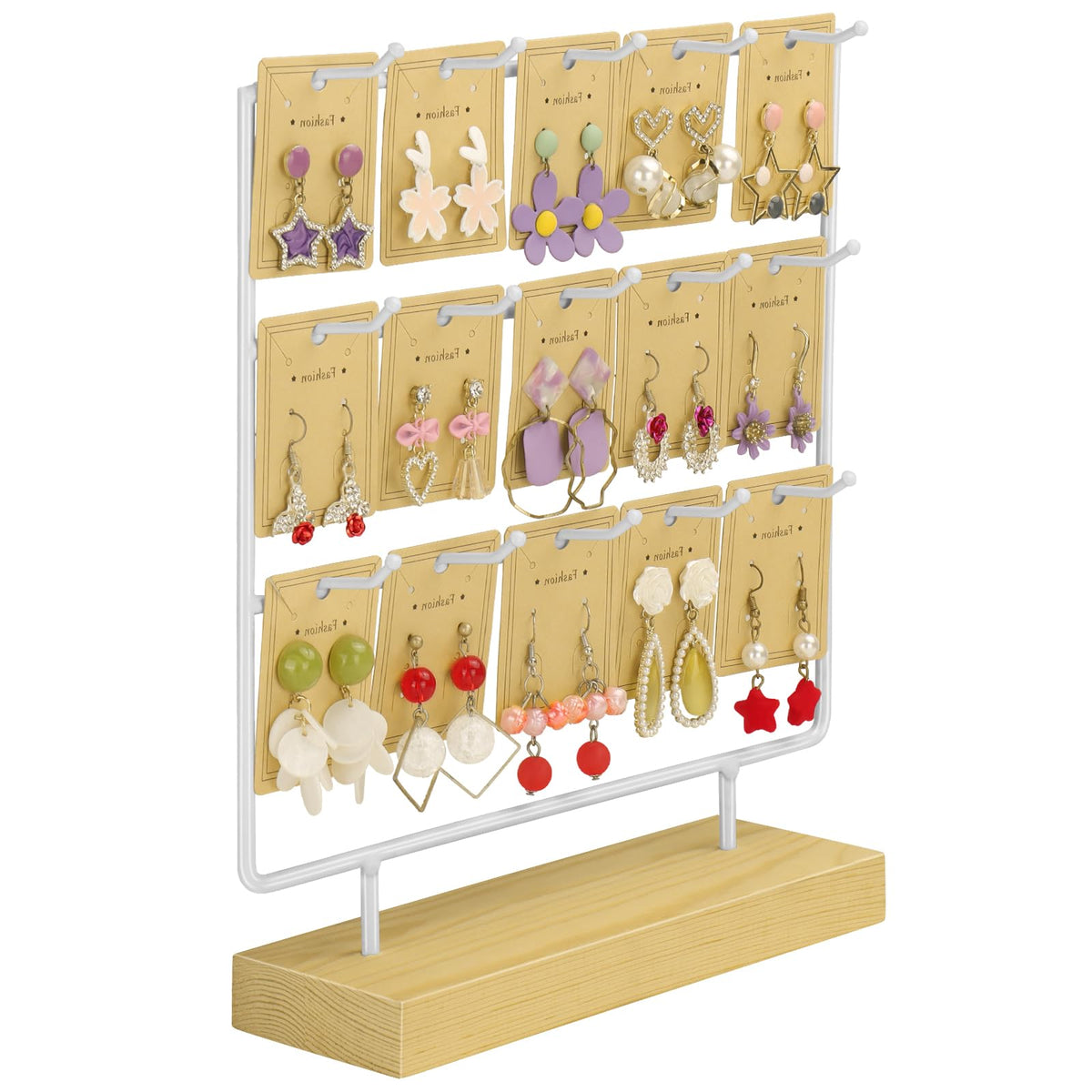 Jewelry Display for Vendor,3 Tier 15 Hook Earring Rack Display Holder Stand