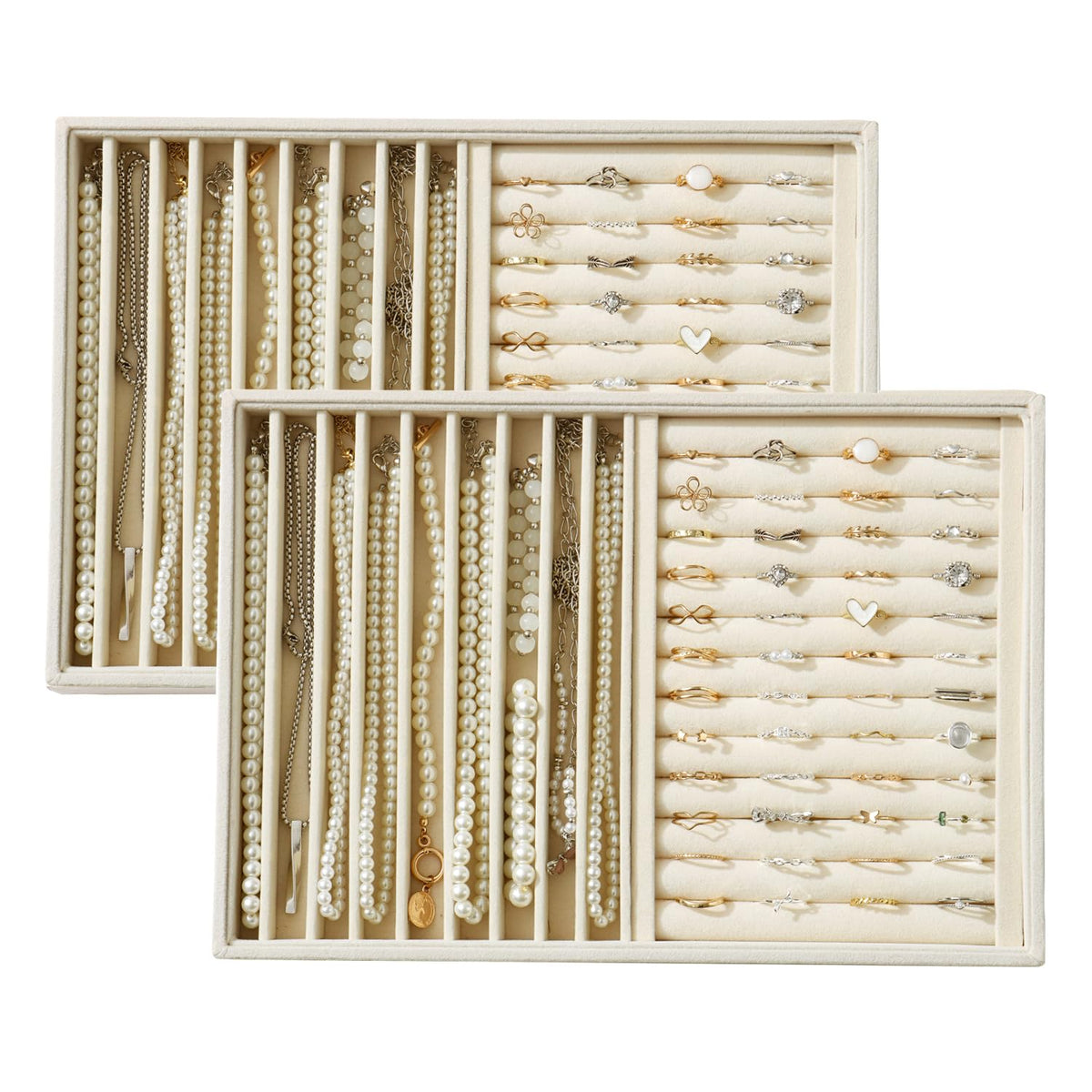 Large Velvet Jewelry Tray Display Drawer Inserts 2 Pack