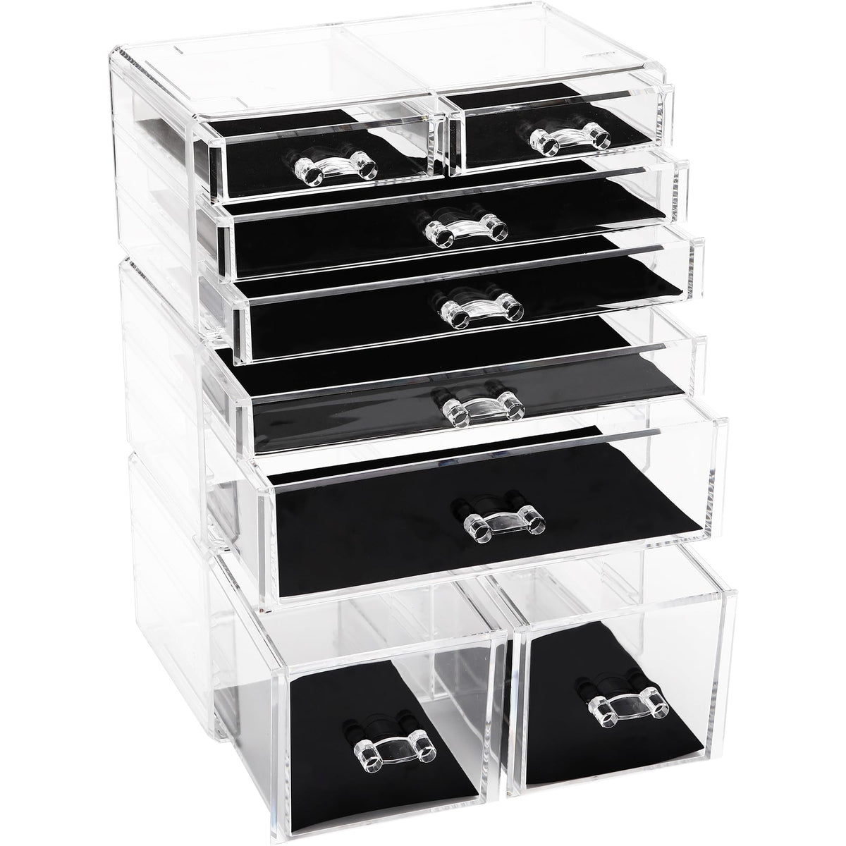 Sea Team 3-Tier Stackable Clear Acrylic Makeup Organizer with Drawers