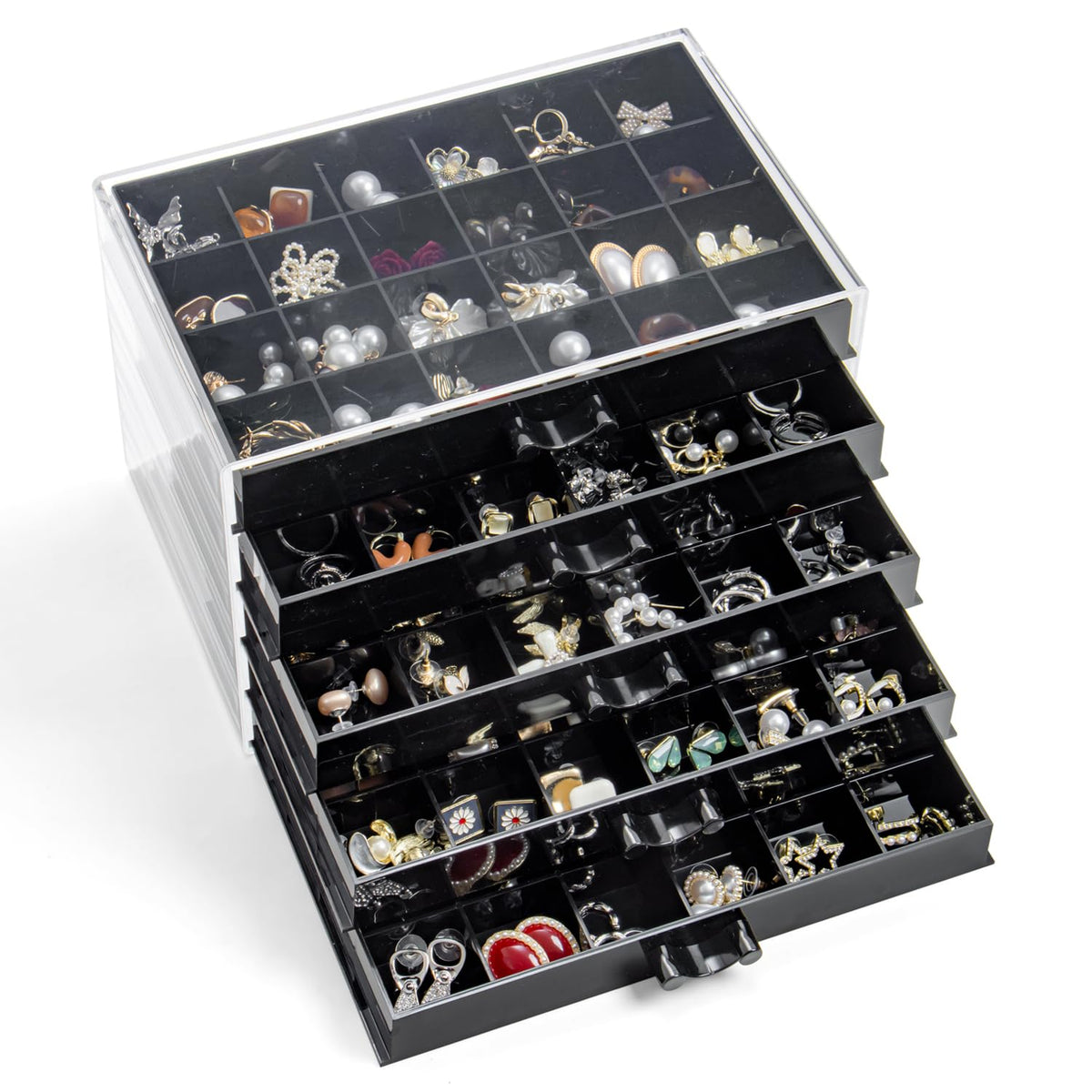 YUFONG Earring Storage Box Organizer 5 Drawers with 120 Small Compartments