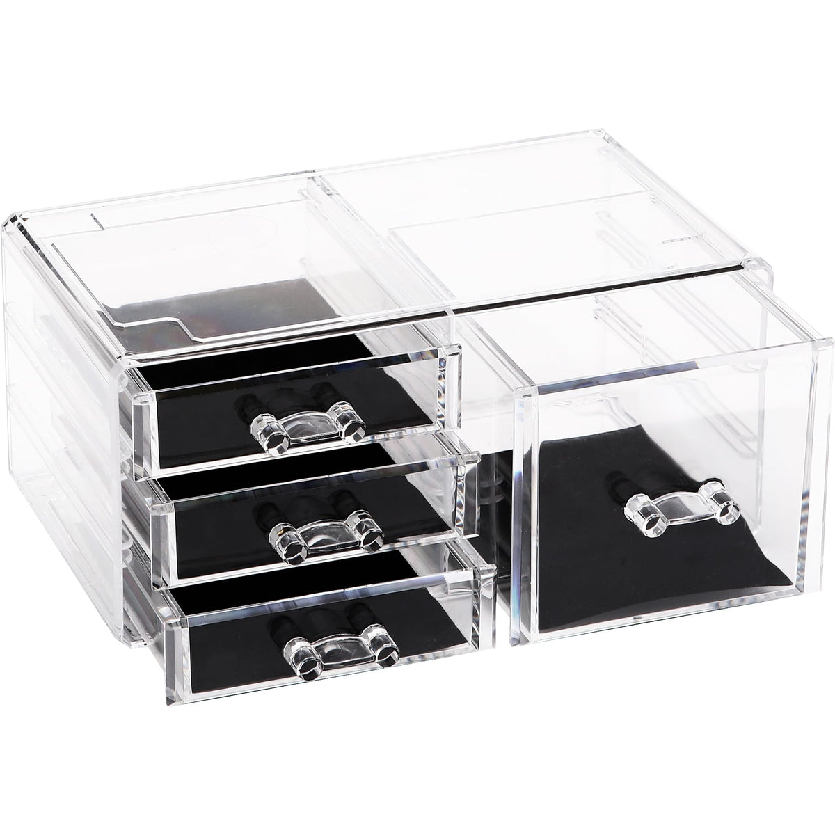 Sea Team 3-Tier Stackable Clear Acrylic Makeup Organizer with Drawers