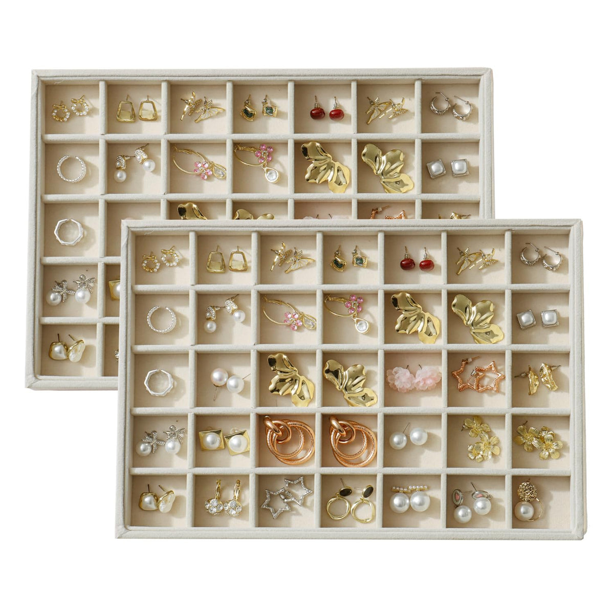 Large Velvet Jewelry Tray Display Drawer Inserts 2 Pack