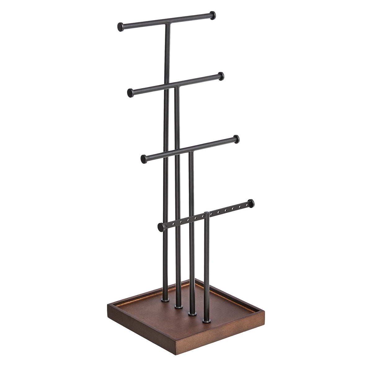Amazon Basics Four-Tier Jewelry Organizer Tree Stand, Necklace Earring Bracelet Holder with Ring Storage, White/Brass