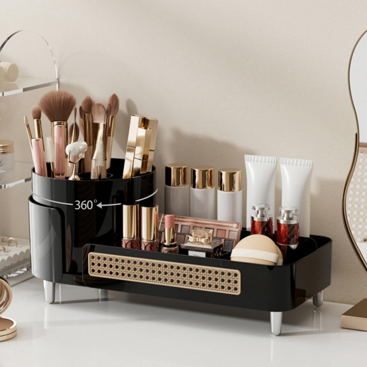 Booklov Rotating Makeup Organizer for Vanity Countertop, Clear