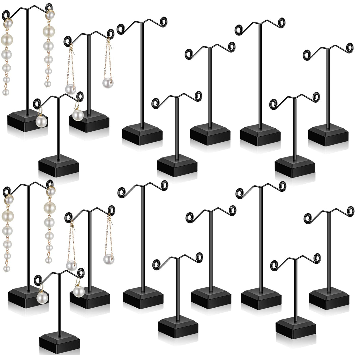 Macarrie 18 Pcs Metal Earring Holder, T Bar Earring Display Stand Black