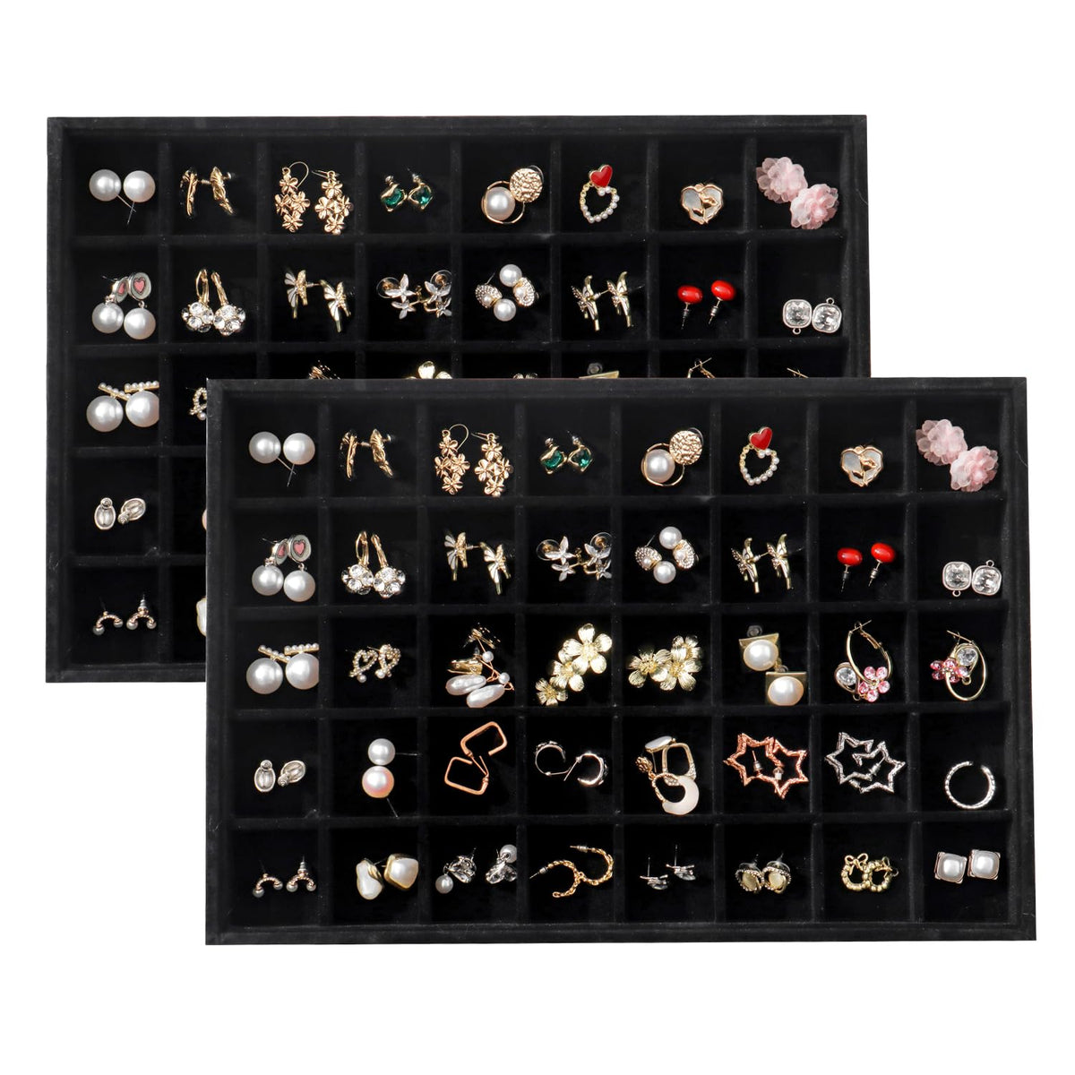 Large Velvet Jewelry Tray Display Drawer Inserts 2 Pack