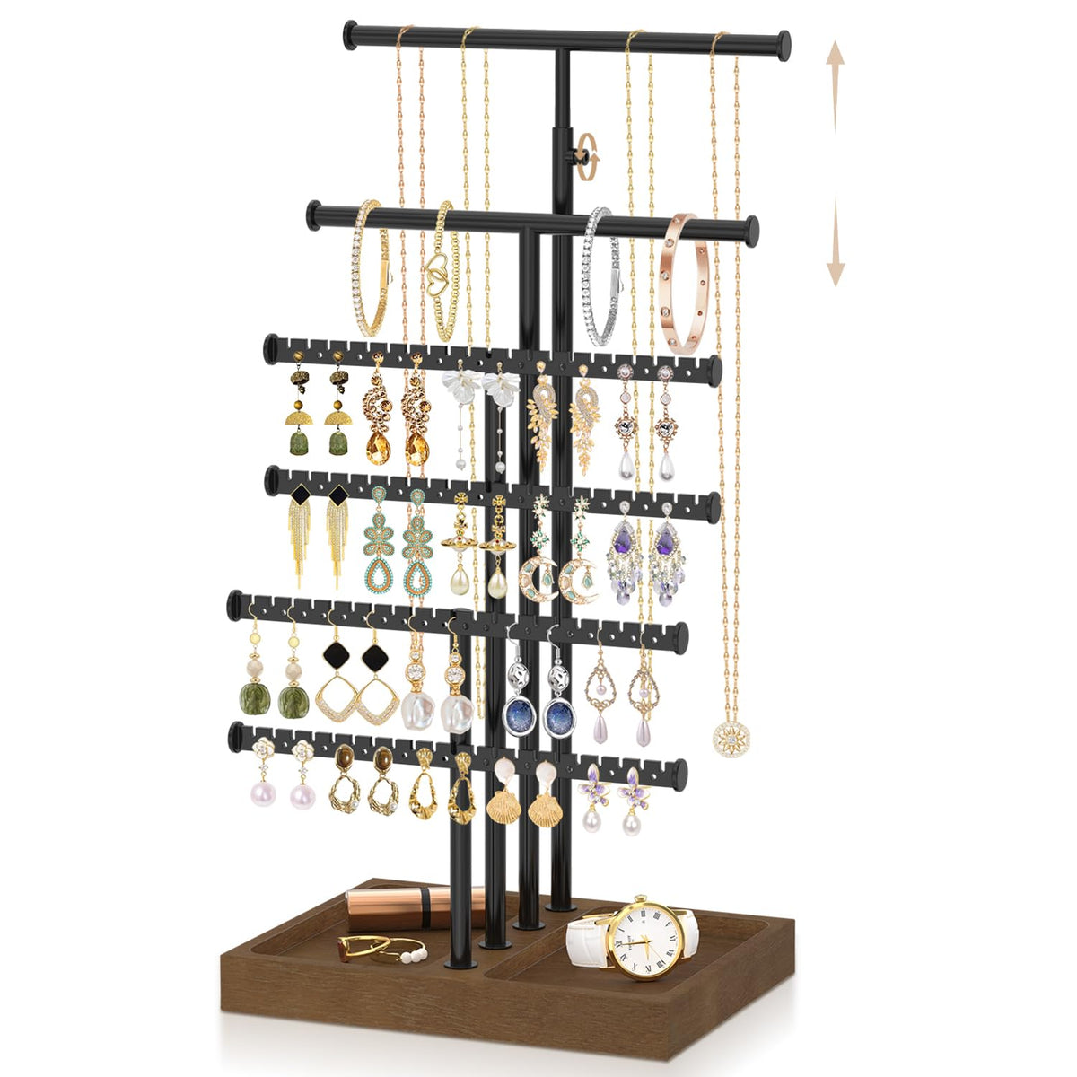 EsLuker.ly Earring Holder Organizer Rotating Stud Display Tree Rack, 6 Tier