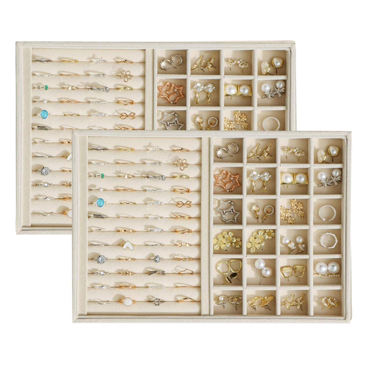 Large Velvet Jewelry Tray Display Drawer Inserts 2 Pack
