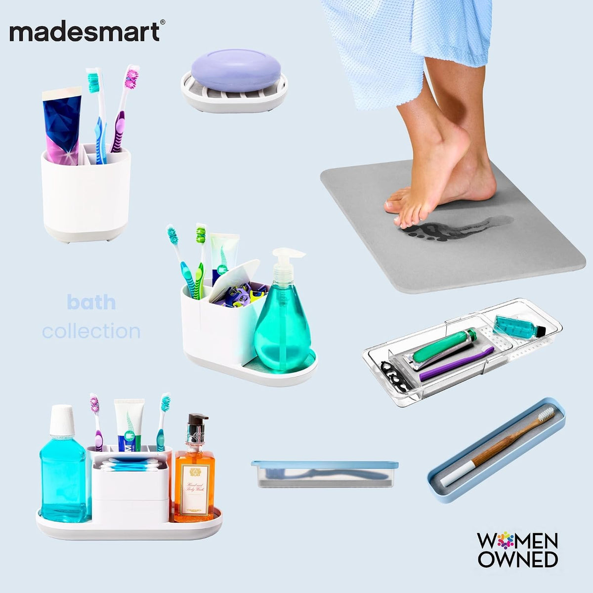 madesmart Large Angled Vanity Tray, Clear