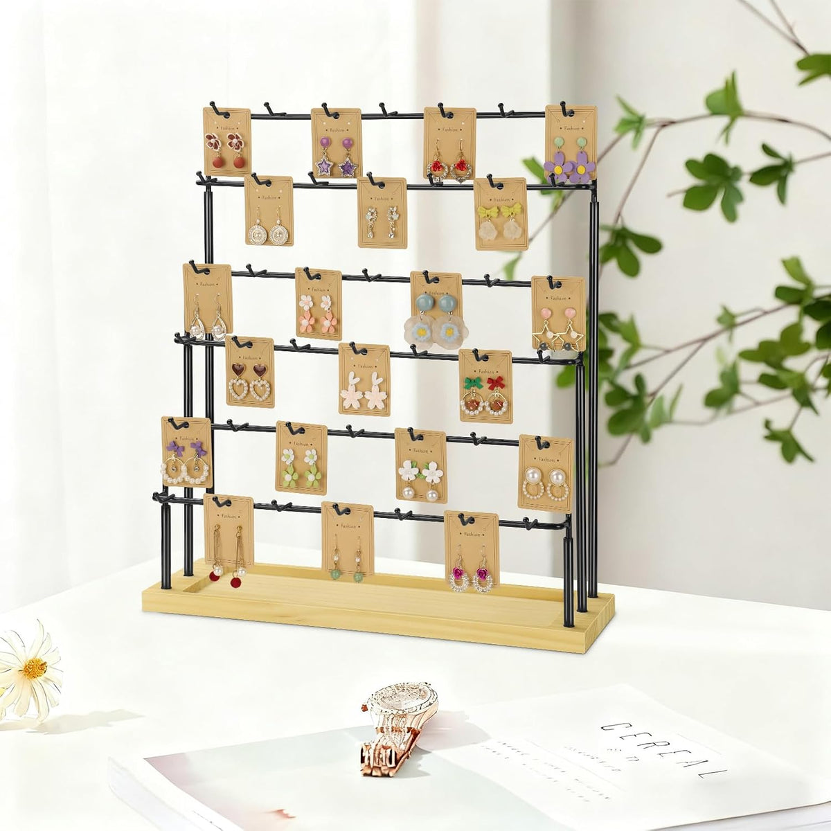 Jewelry Display for Vendors,6 Tiers 42 Hooks Earring Display Holder Stand