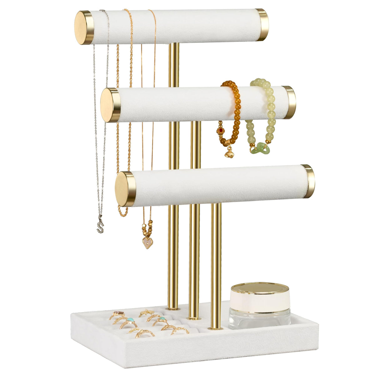 Jewelry Organizer Stand Display, 3 Tier Velvet Bracelet Holder, Pink
