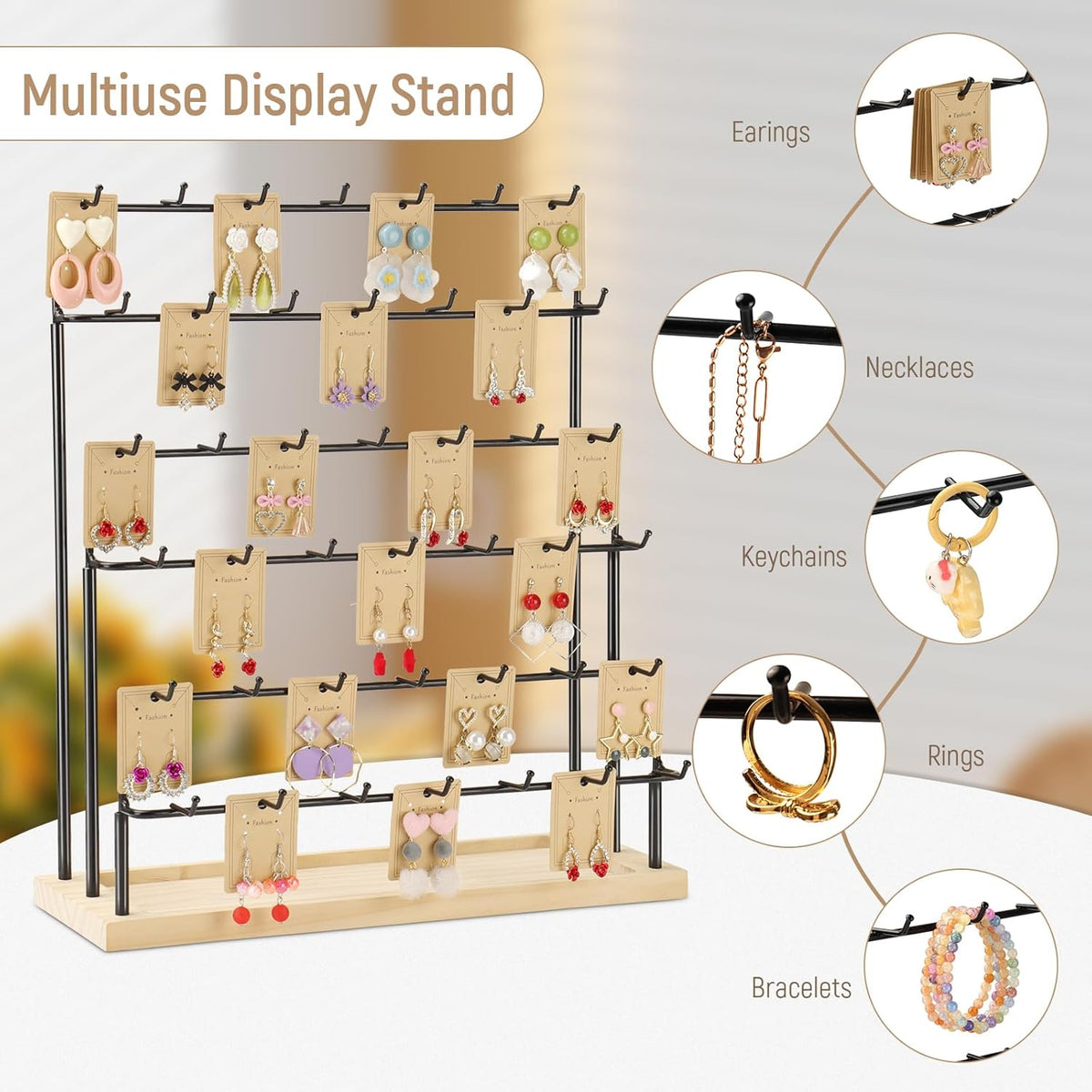Earring Display for Vendors with Earrings Cards 6 Tier 42 Hooks