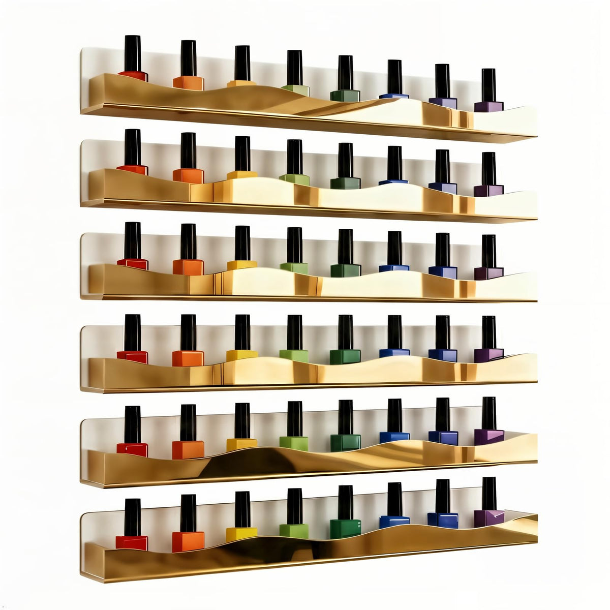 6-Pack Acrylic Nail Polish Wall Rack, 15 Inch Clear Nail Shelves