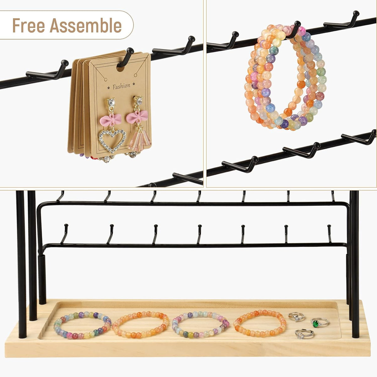Earring Display for Vendors with Earrings Cards 6 Tier 42 Hooks