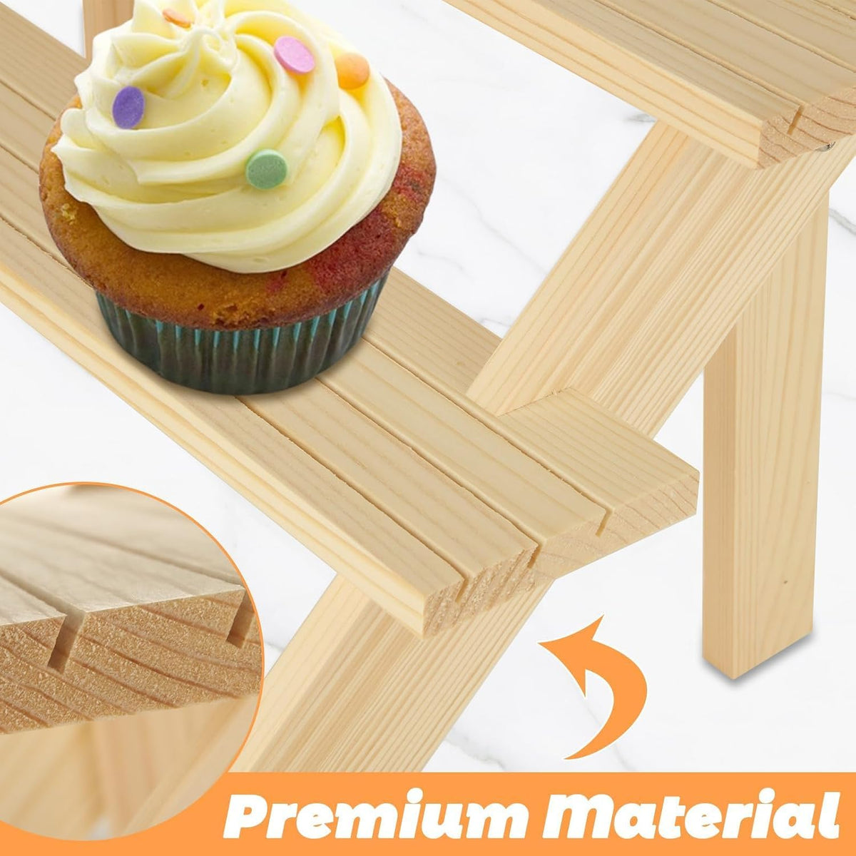 2 Pack 4 Tier Wooden Earring Display for Vendors Stand Riser Detachable