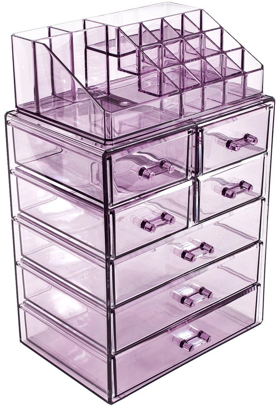 Sorbus Makeup Organizer, 7-Drawer Acrylic 2-Piece Set (Clear)
