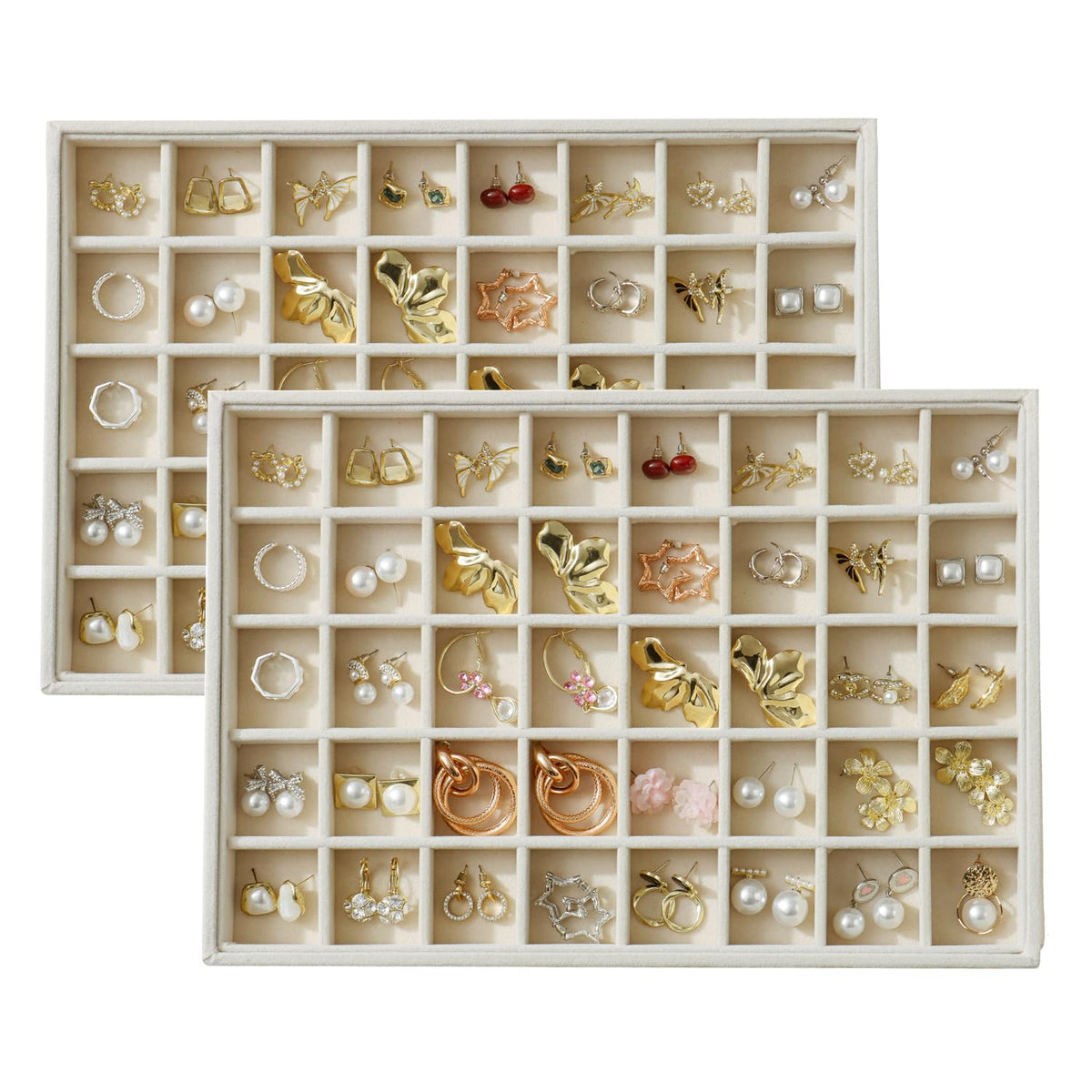 Large Velvet Jewelry Tray Display Drawer Inserts 2 Pack