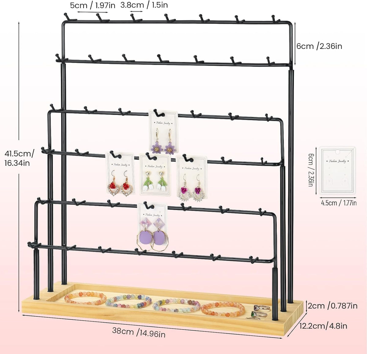 Earring Display for Vendors, 6 Tiers Earring Rack Display Holder Stand