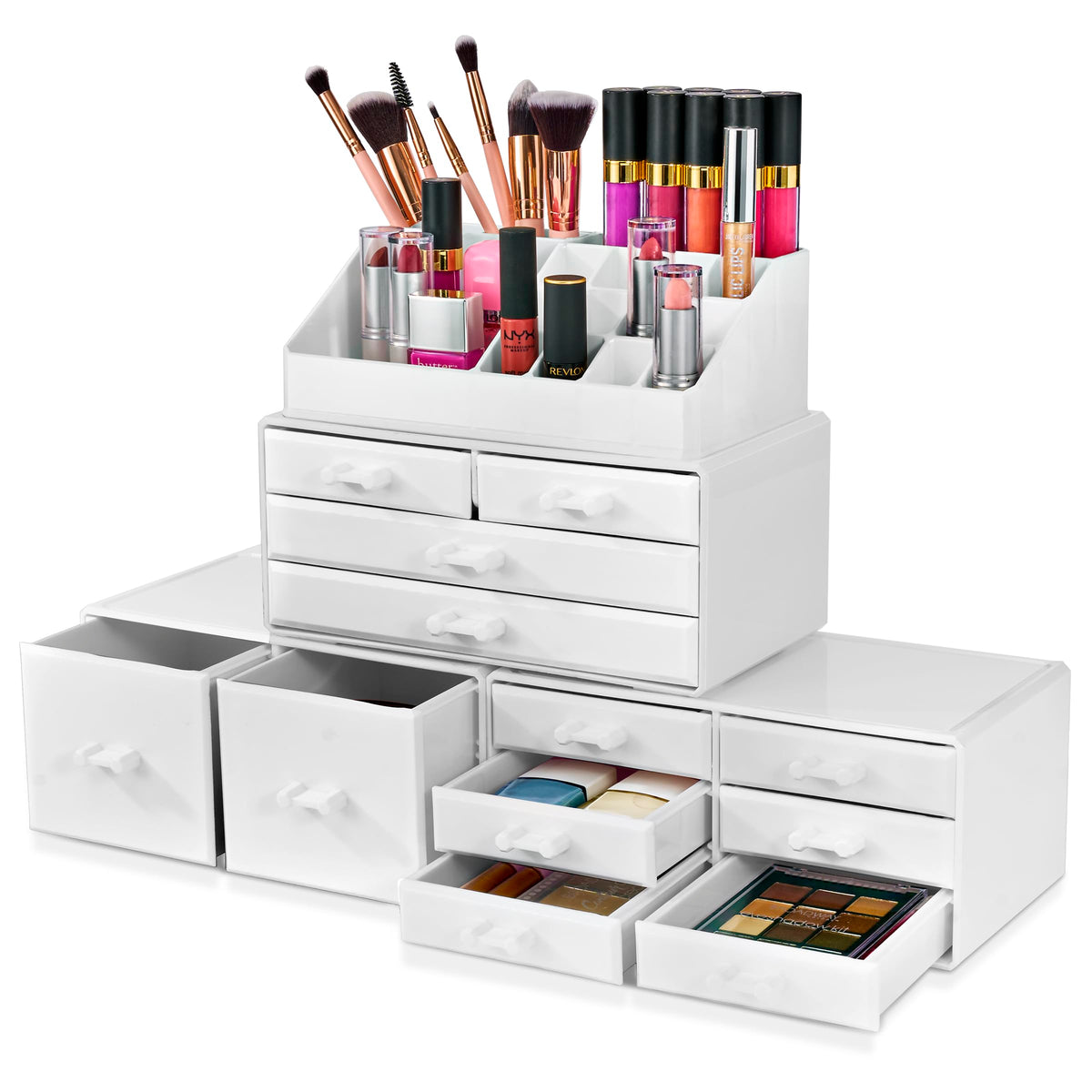 Sorbus Acrylic Makeup Organizer - Organization and Storage Case for Cosmetics Make Up & Jewelry - Large Makeup Organizer for Vanity, Bathroom, College Dorm, Closet, Desk (4 Large, 2 Small Drawers)