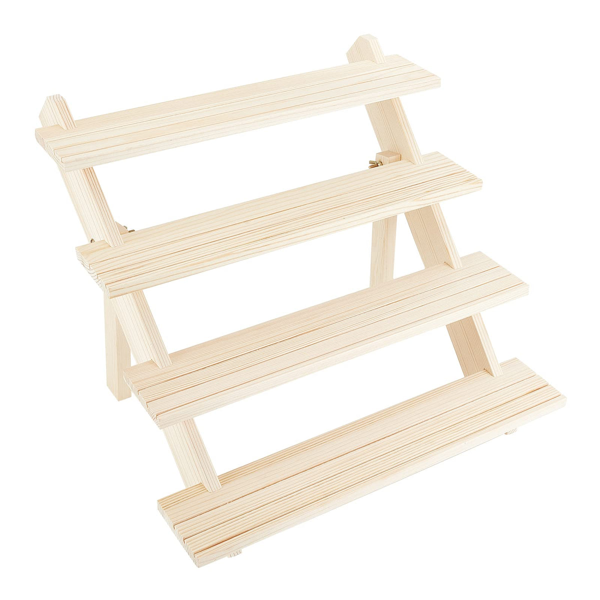 NBEADS 4-Tier Wooden Display Stand Riser, 12-Slot Earring Ring Holder Detachable Unfinished Wood Retail Jewelry Card Display Stand with Groove for Crafts Jewelry Storage Display, 15x15.7x12.6