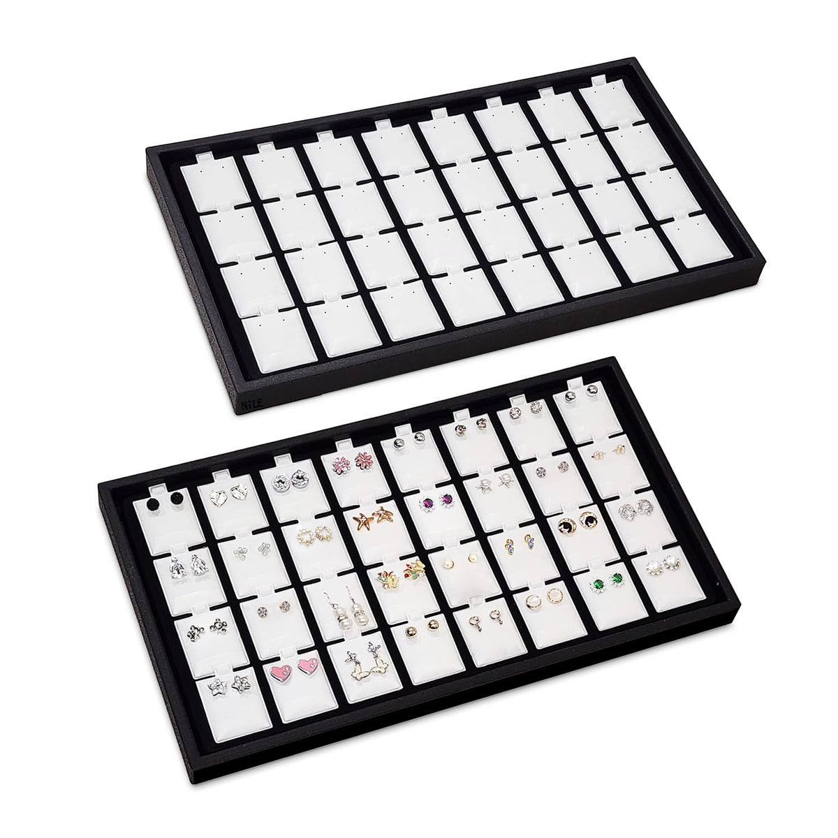 Ikee Design 2 Pcs Black 50 Earring Card Tray Each, 100 Earring Puffy Cards