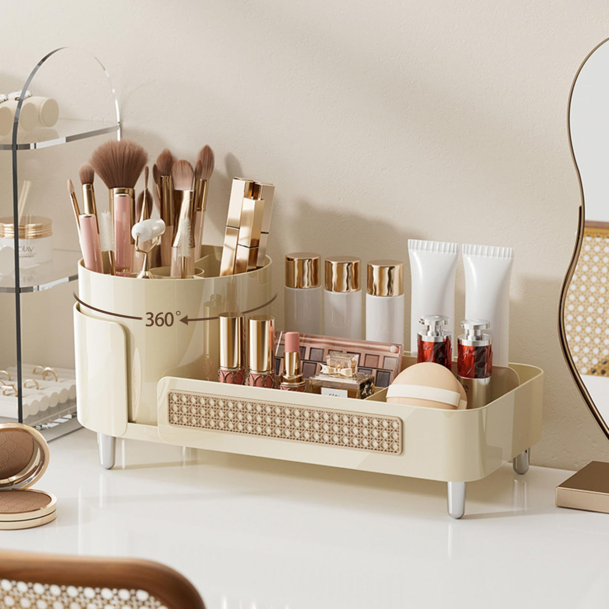 Booklov Rotating Makeup Organizer for Vanity Countertop, Clear