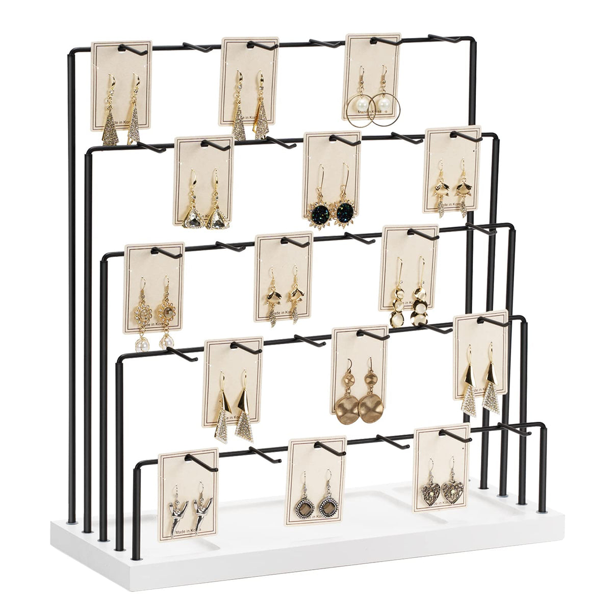 DGWJSU Earring Display Stands for Selling, Earring Rack Display Holder Stand, Jewelry Display for Selling Earring Cards, Bracelets, Hair Accessories, Rings, Necklaces (Rustic Brown, Common Size)