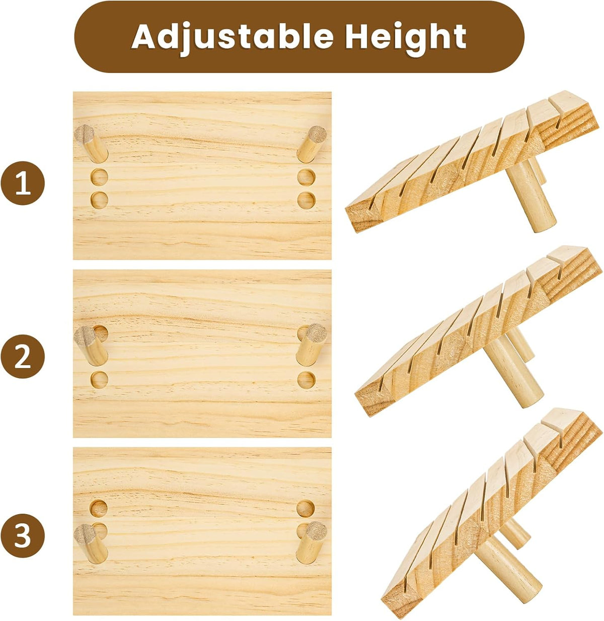 Elsjoy Set of 2 Wood Earring Display Stands with 200 Cards, Countertop Wooden Earring Display Holder for Selling, Adjustable Height