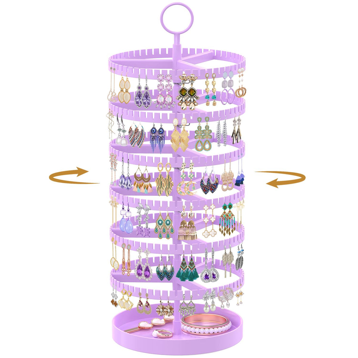MODOWEY Rotating Earring Holder Organizer Tree Display Stand, 6 Tiers Black