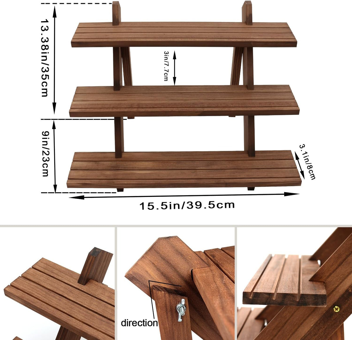 51pcs 3-Tier Wood Earring Display Stand, Retail Display Riser Earring, Ring Holder Stand, Removable Countertop Small Merchandise Display Stand with 50 Pcs Earring Card (Light Brown)