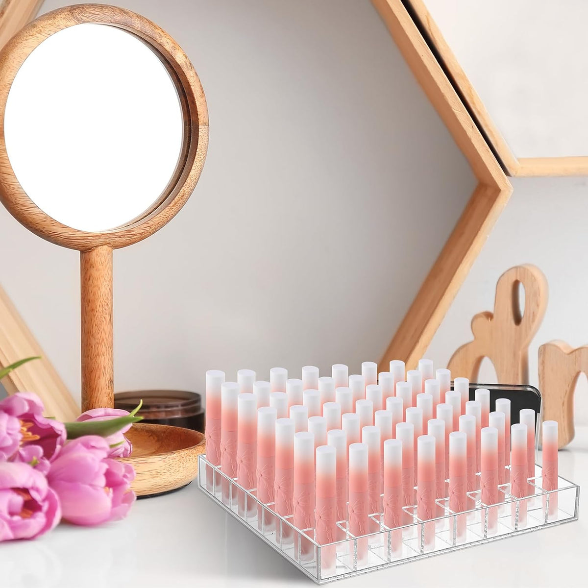 Mumufy Lipstick Holder Clear Acrylic Makeup Organizer Display, 56 Slot