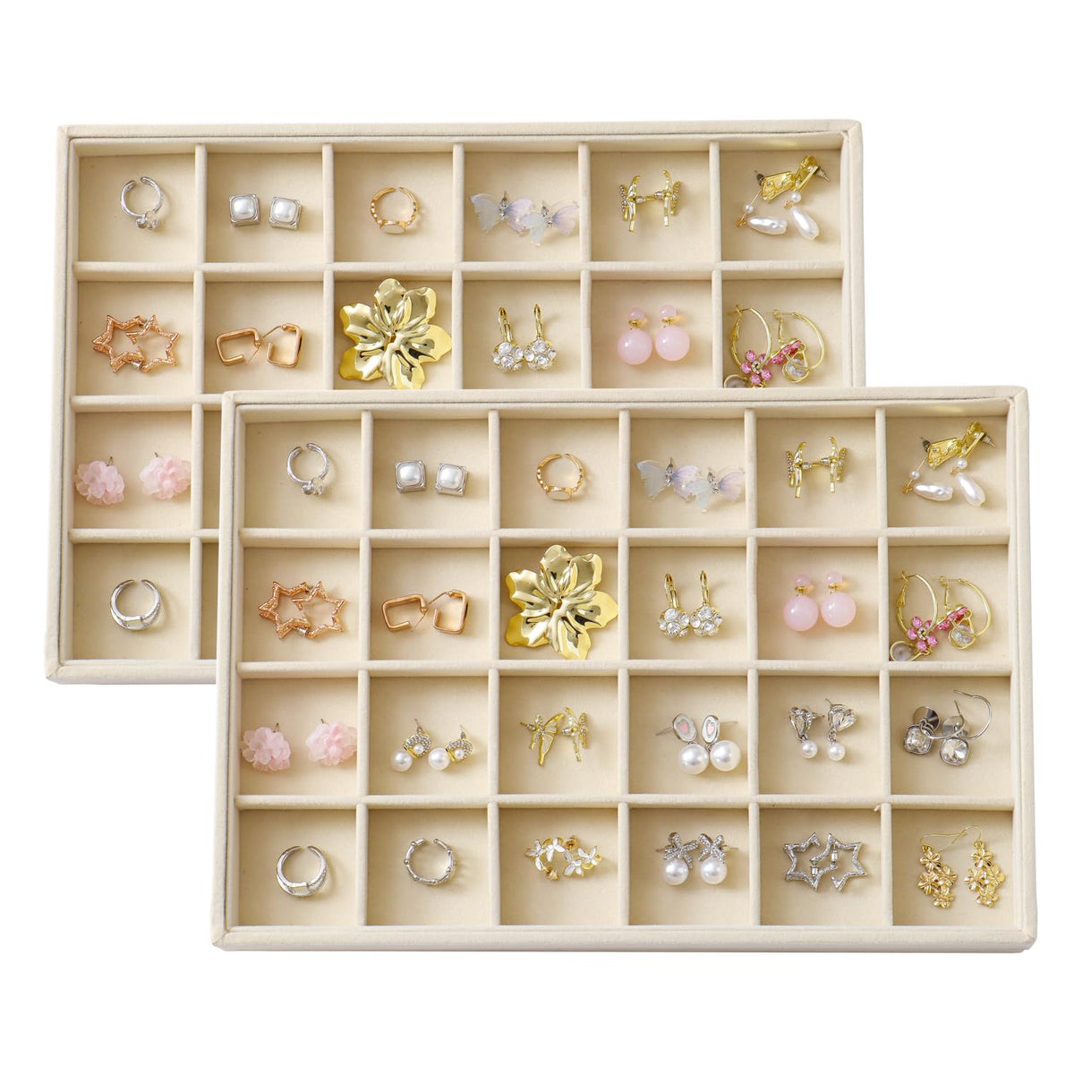 Large Velvet Jewelry Tray Display Drawer Inserts 2 Pack