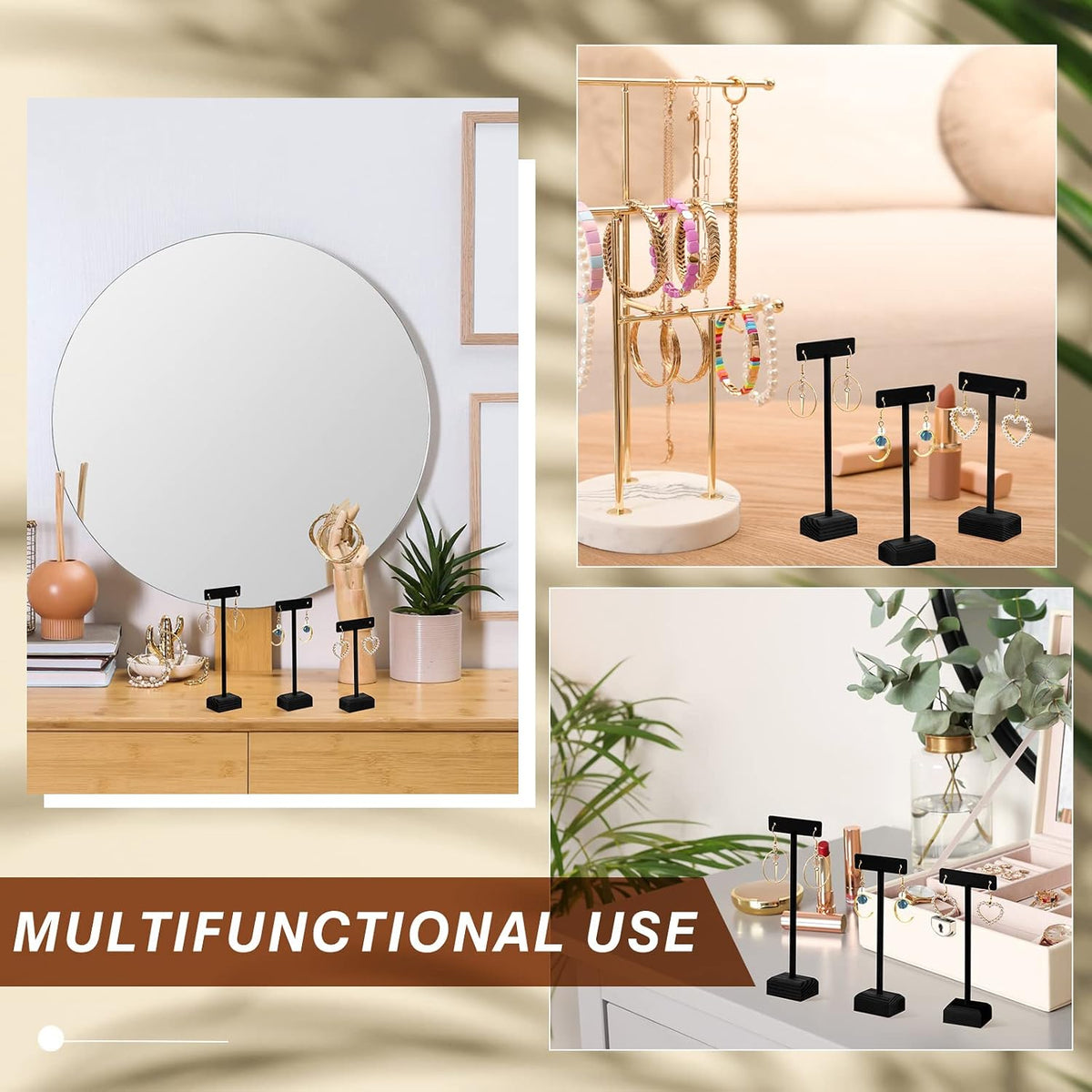 Marsui Earring Display Stands for Selling Set Wooden T Bar Jewelry Display Stand Holder for Necklaces Bracelet Showroom Trade