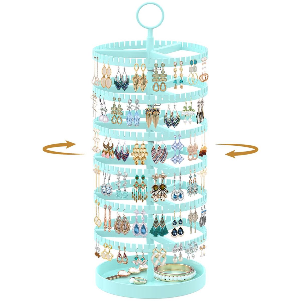 MODOWEY Rotating Earring Holder Organizer Tree Display Stand, 6 Tiers Black