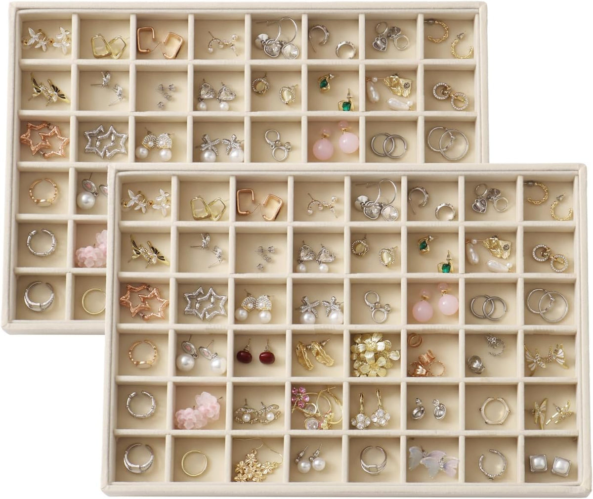 Large Velvet Jewelry Tray Display Drawer Inserts 2 Pack