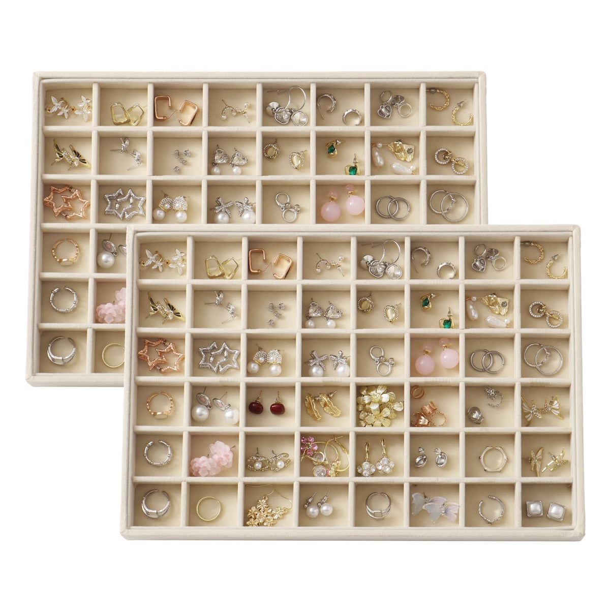 Large Velvet Jewelry Tray Display Drawer Inserts 2 Pack