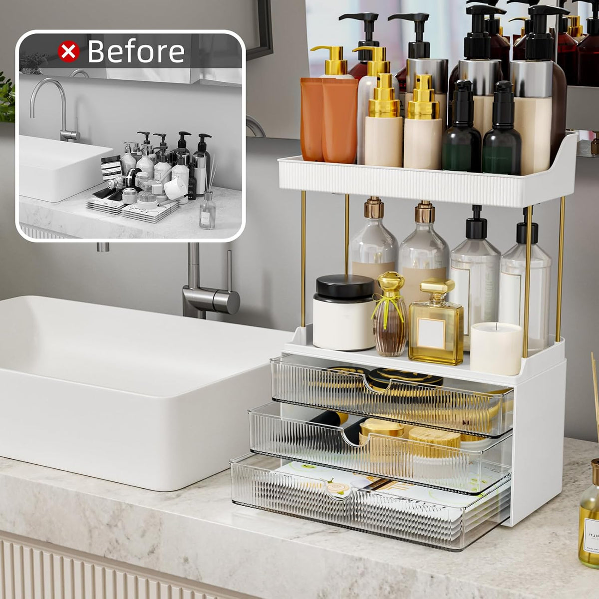 StorBin Arcylic 5-Tier Makeup & Skincare Organizer for Vanity, Bath