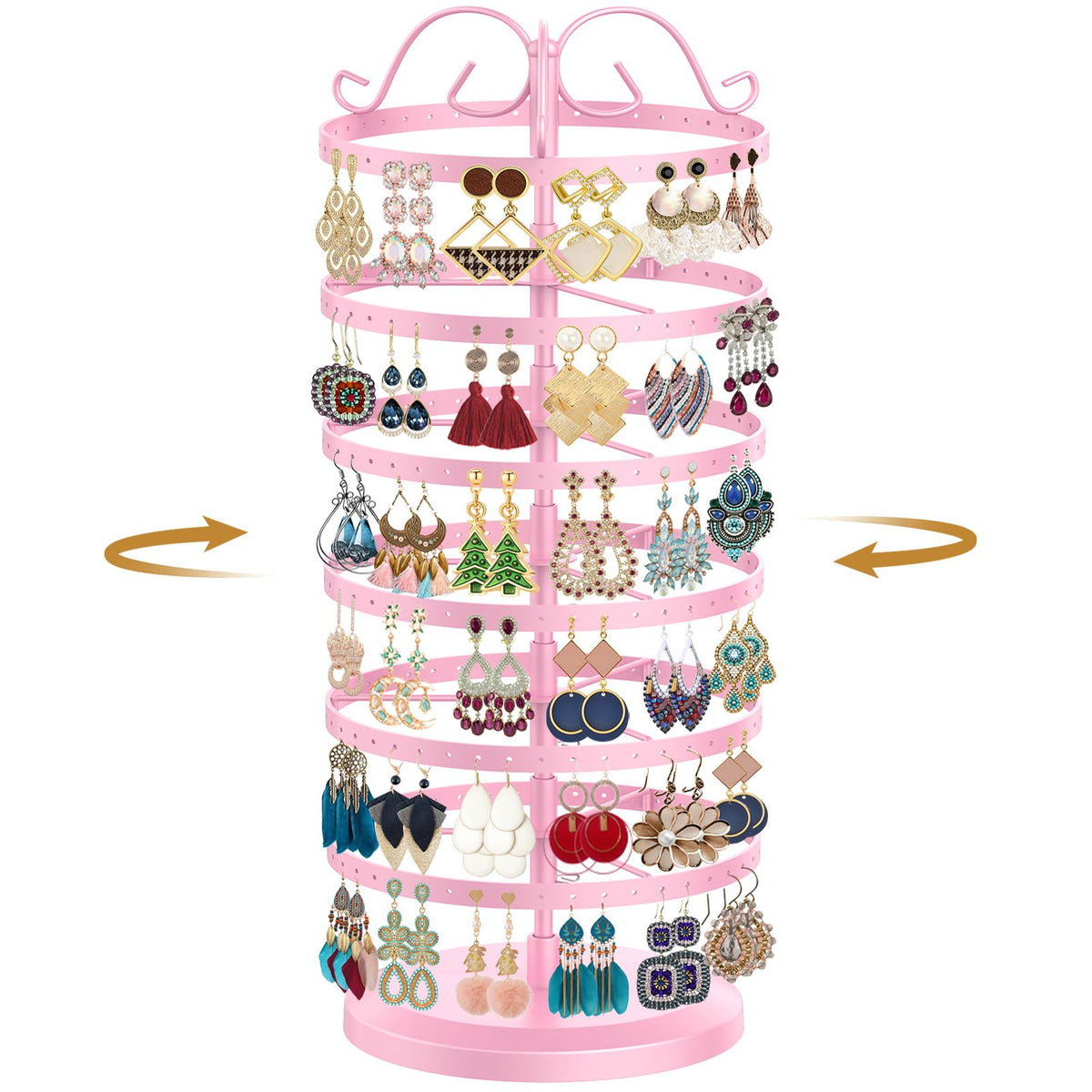 MODOWEY Rotating Earring Holder Organizer Stand Metal Display, 4 Tier Black