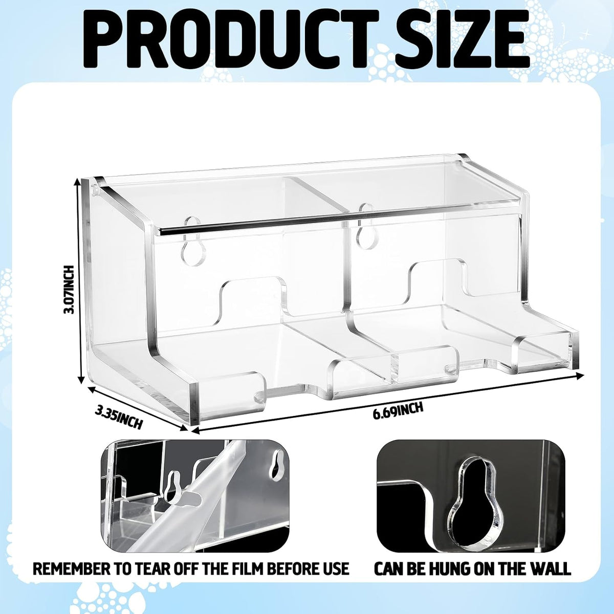 AceOrbit Clear Acrylic Lip Balm Dispenser with Lid, 2-compartment Wall Mount Organizer Holder Freestanding Countertop Display Stand for Storage Lipsticks Glosses Lip Balm Essential Oils