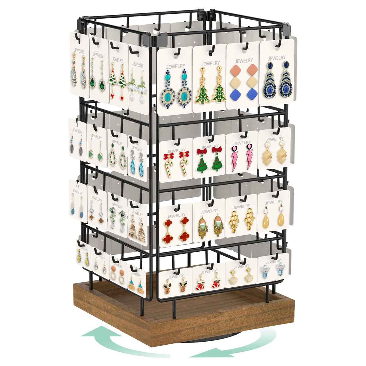EsLuker.ly Rotating Earring Display Holder Stand for Vendors Selling, Brown
