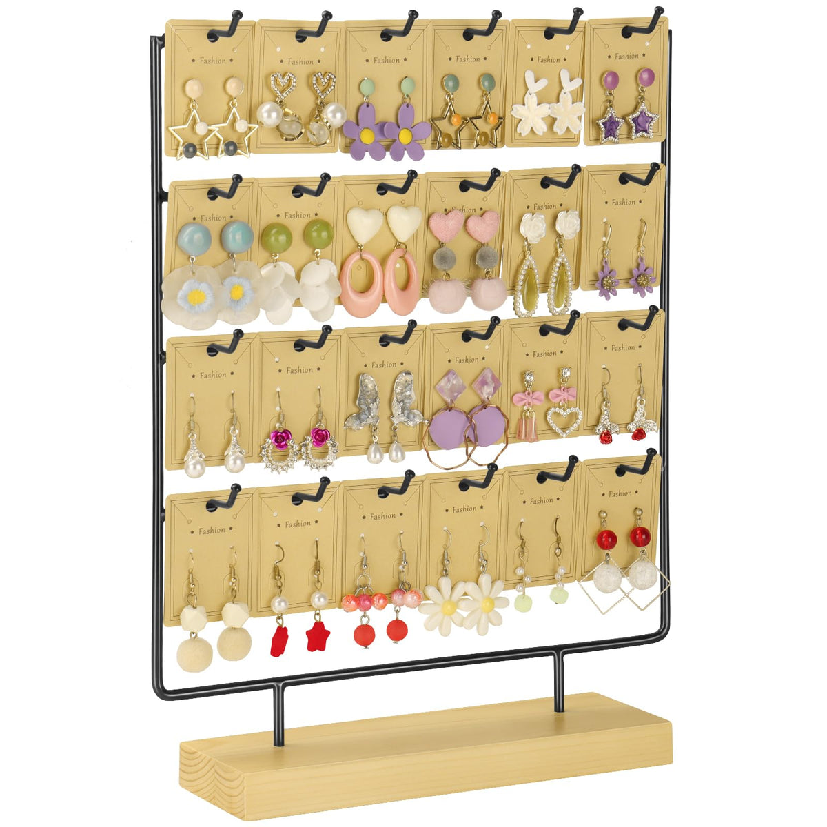 Earring Display for Vendor,4 Tier 24 Hook Earring Rack Display Holder Stand